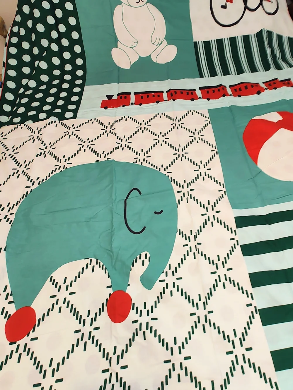 IKEA Kapphast Kids Twin Patchwork Duvet Cover Ball Bike Bear Elephant